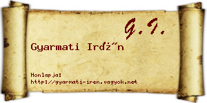 Gyarmati Irén névjegykártya